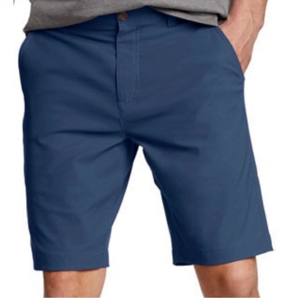 Eddie Bauer Men’s Navy Blue Flat Front Chino Stretch Golf Dress Shorts Size 38